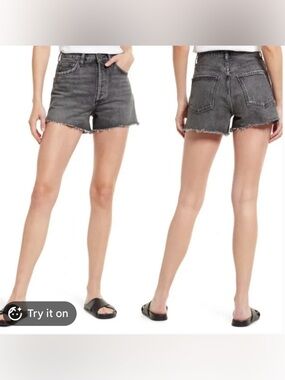 Agolde Women's Cut Off High Washed Black Denim Shorts Size 24 NWOT
